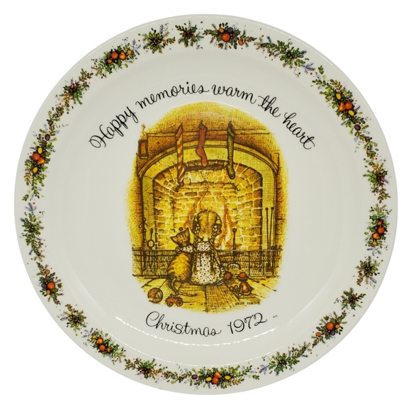 Vtg Christmas 10" Porcelain Plate Commemorative Edition 1972 Holly Hobbie USA - Picture 7 of 10